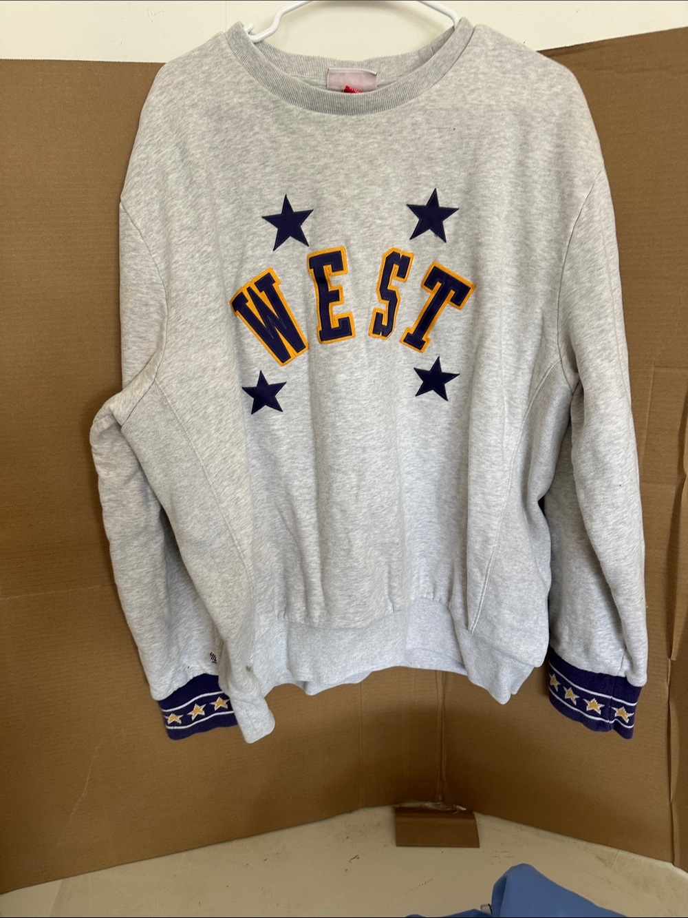 Gray Mitchell and ness WEST Star Appliqué Crewneck Sweatshirt